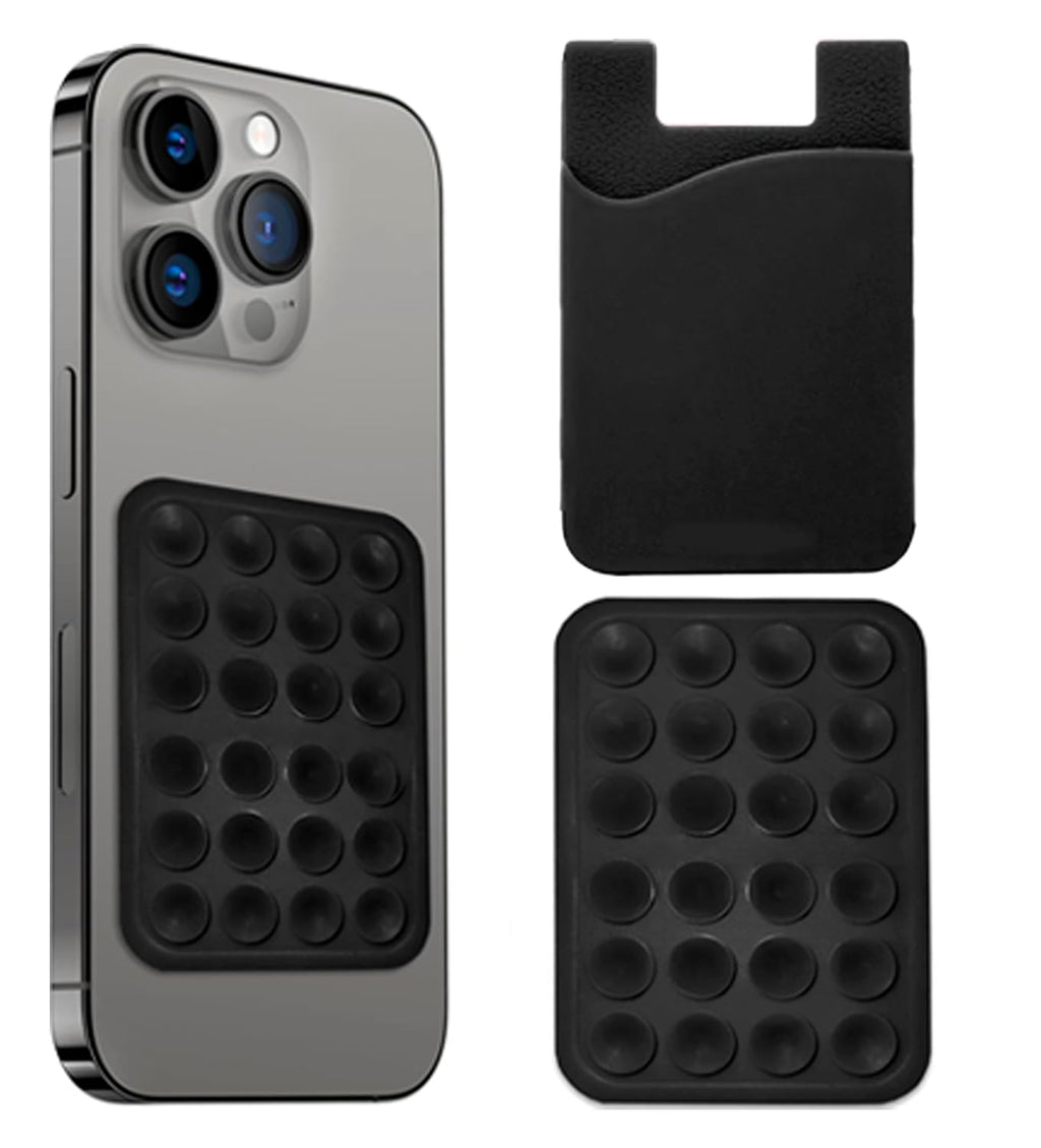 Suction Phone Case Mount Silicon Adhesive Phone Accessory for iPhone and Android Hands-Free Mirror Shower Phone Holder Tiktok Videos and Selfies - Black