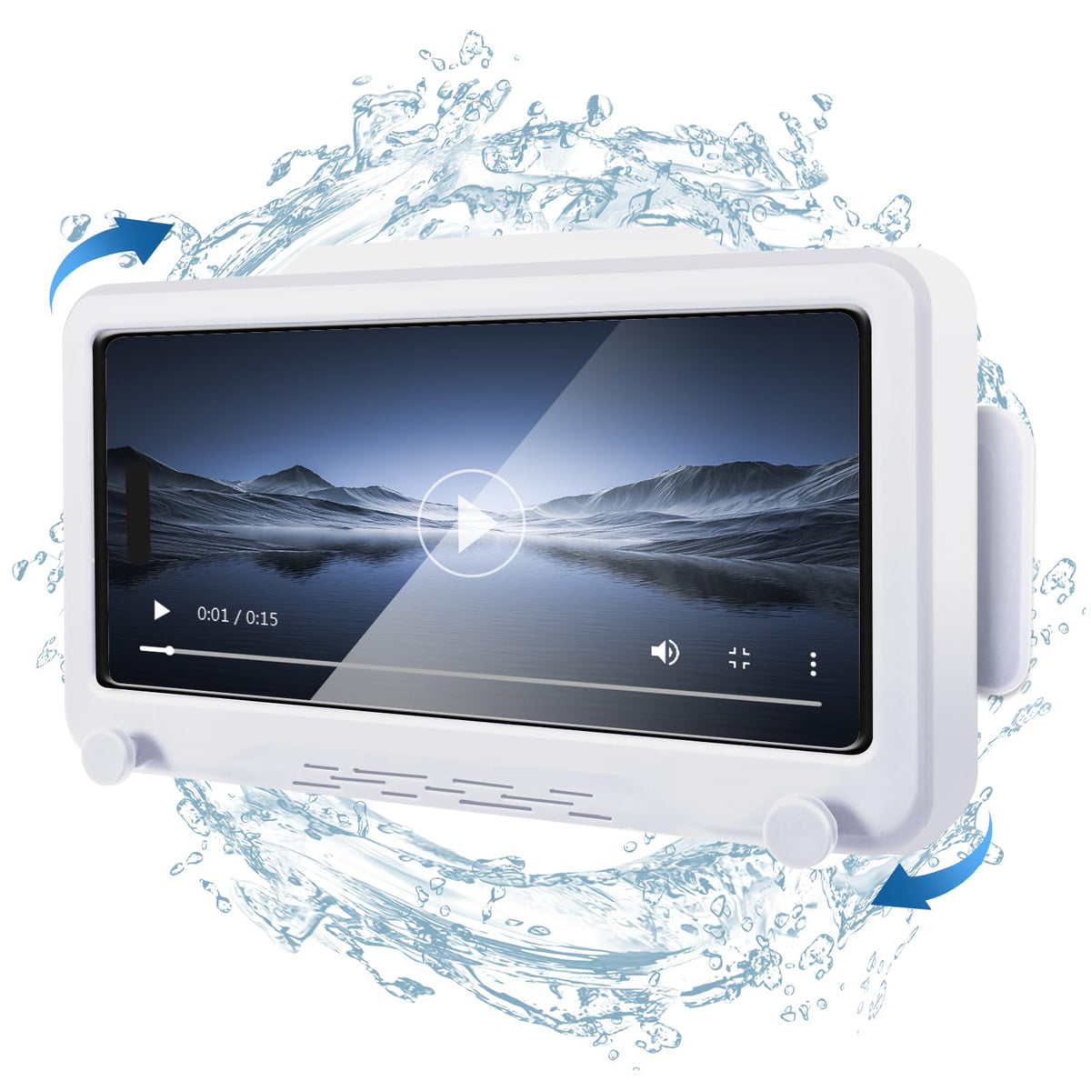 TEKING 360° Rotating Shower Phone Case Holder Waterproof Case with Sensitive Touch Screen Adjustable Wall Phone Mount for Bathroom - Bath Phone Holder Compatible with 4-7 All Smartphones (White)